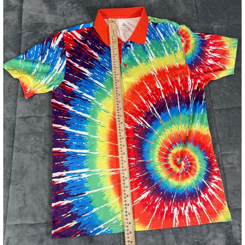 Arctic Cool Mens Medium Polo Shirt Tie Dye Rainbow Golf Performance Breathable M - Picture 3 of 5